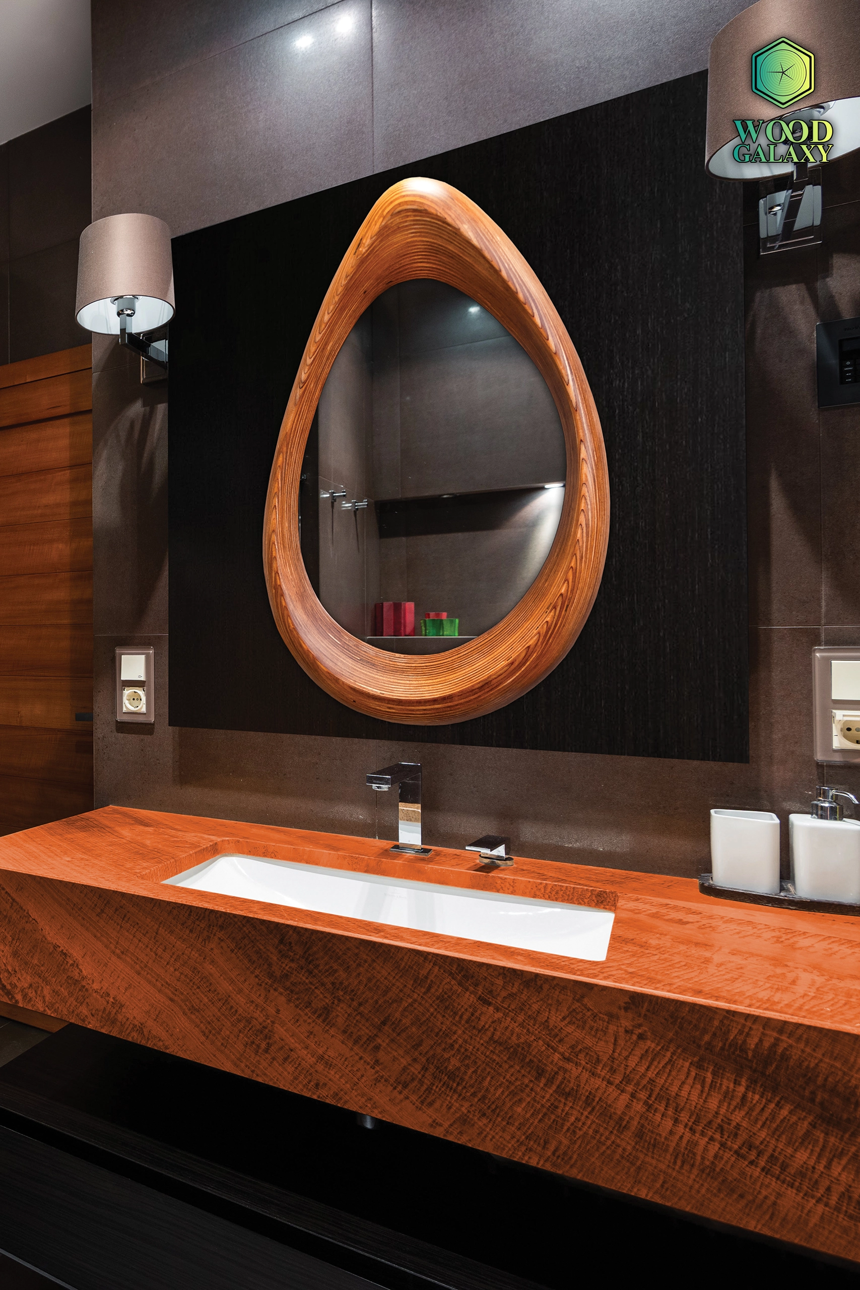 Wood Galaxy Art Mirror La Terra